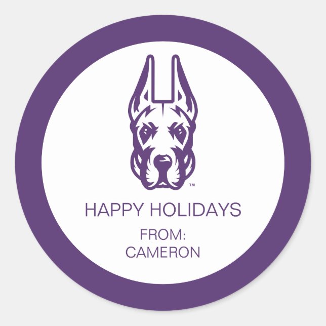 Pegatina Redonda Universidad de Albany Gran Cabeza de Mascota Dane (Anverso)