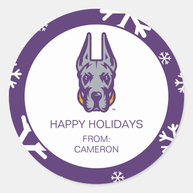 Pegatina Redonda Universidad de Albany Gran Cabeza de Mascota Dane (Anverso)