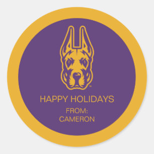 Pegatina Redonda Universidad de Albany Gran Cabeza de Mascota Dane