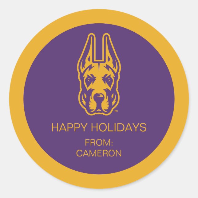 Pegatina Redonda Universidad de Albany Gran Cabeza de Mascota Dane (Anverso)