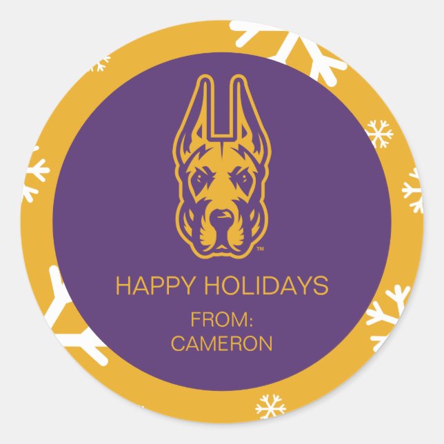 Pegatina Redonda Universidad de Albany Gran Cabeza de Mascota Dane (Anverso)