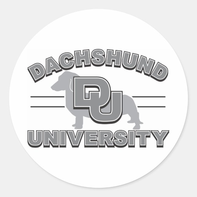 Pegatina Redonda Universidad de Dachshund (Anverso)