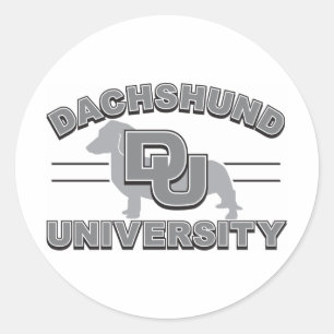 Pegatina Redonda Universidad de Dachshund