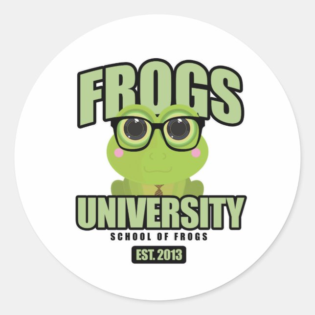 Pegatina Redonda Universidad de Frogs (Anverso)