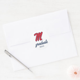 Pegatina Redonda Universidad de Misisipi   Script M