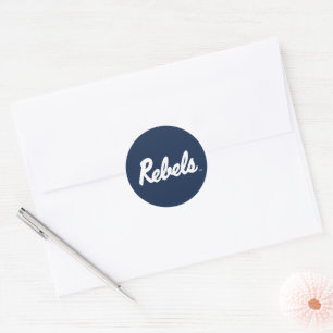 Pegatina Redonda Universidad de Misisipi   Script Rebels