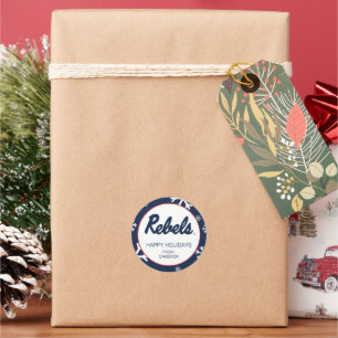 Pegatina Redonda Universidad de Misisipi   Script Rebels