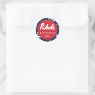 Pegatina Redonda Universidad de Misisipi   Script Rebels