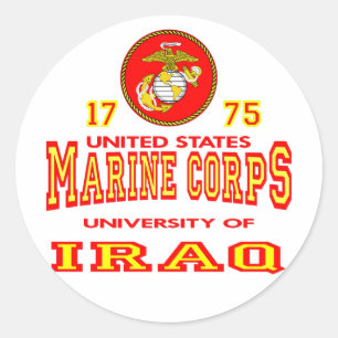 Pegatina Redonda Universidad del Cuerpo del Marines de Estados