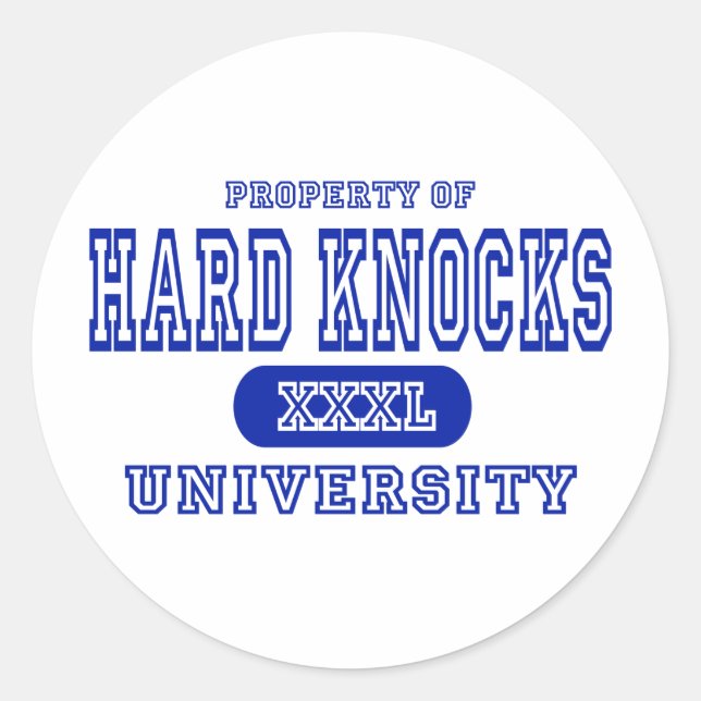 Pegatina Redonda Universidad Hard Knocks (Anverso)