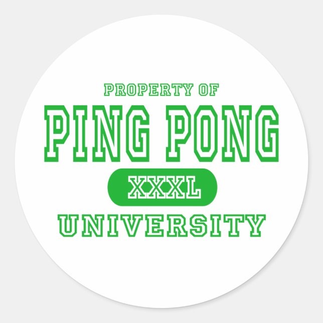 Pegatina Redonda Universidad Ping Pong (Anverso)