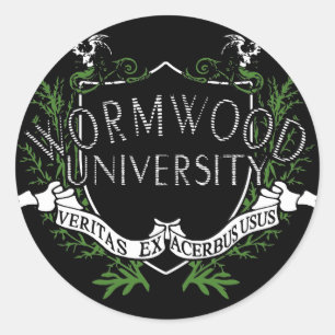 Pegatina Redonda Universidad Wormwood