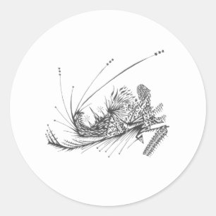 Pegatina Redonda UnLugarMágico Tatuaje Tribal Abstracto Blanco Negr