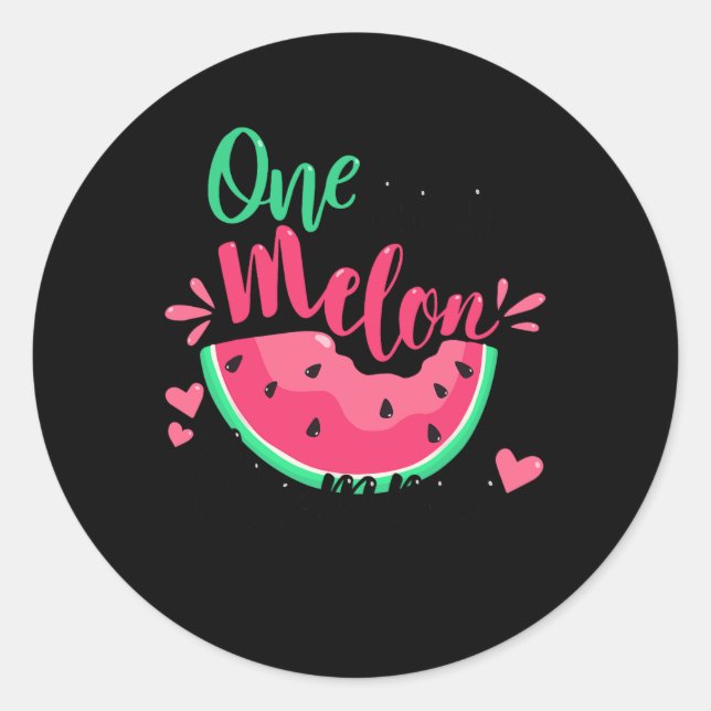 Pegatina Redonda Uno En Melón Mami Fiesta De Cumpleaños De Verano (Anverso)