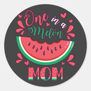 Pegatina Redonda Uno en un Fiesta del B-Day de la mamá de Melón