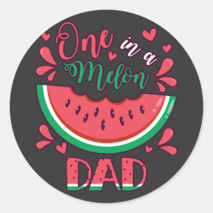 Pegatina Redonda Uno en un Fiesta del Día B de papá de Melón