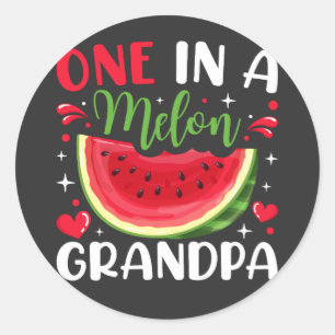 Pegatina Redonda Uno en un Fiesta del Día B del abuelo de Melón