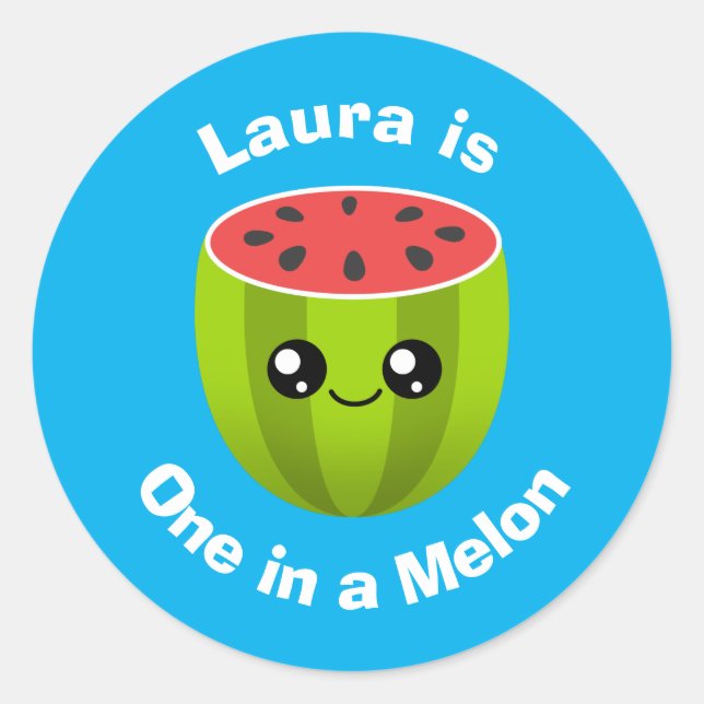 Pegatina Redonda Uno en un melón (Anverso)
