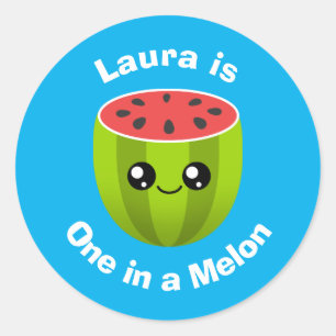 Pegatina Redonda Uno en un melón