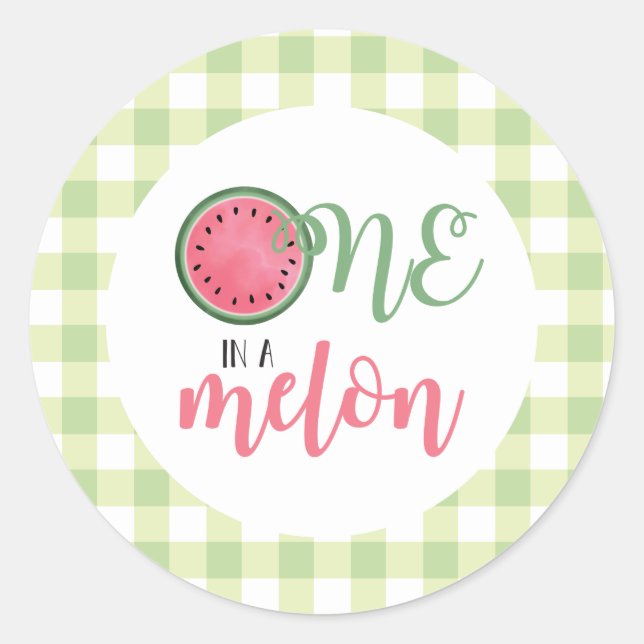 Pegatina Redonda Uno en una sandía melón de melón (Anverso)