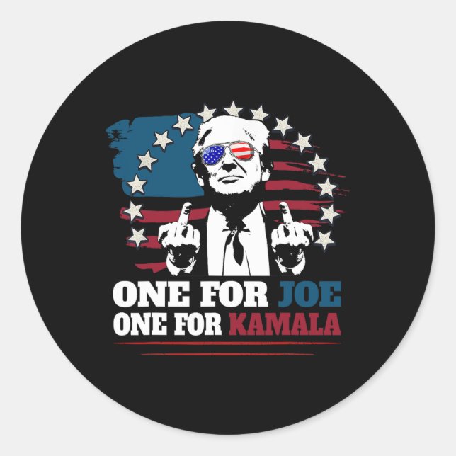 Pegatina Redonda Uno para Joe One para Kamala Funny Trump vota por  (Anverso)