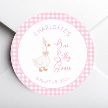 Uno Silly Goose Rústico Cumpleaños Primero Gingham