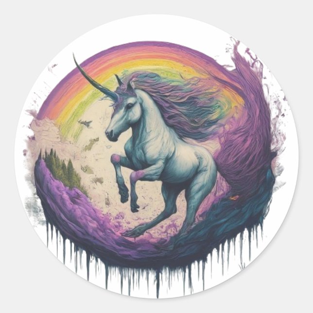 Pegatina Redonda unocorn (Anverso)