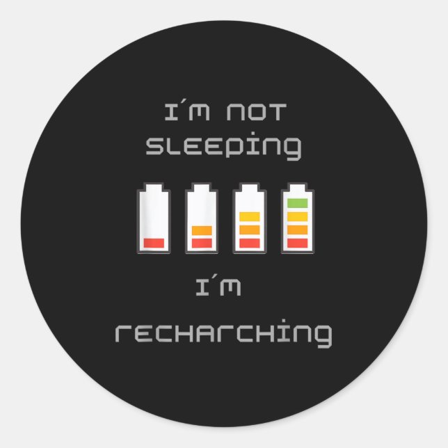 Pegatina Redonda Unplugged &amp; Energized_ Cool Battery Design  (Anverso)