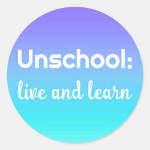 Pegatina Redonda Unschool Live and Learn Verde azulada Purple Pegat
