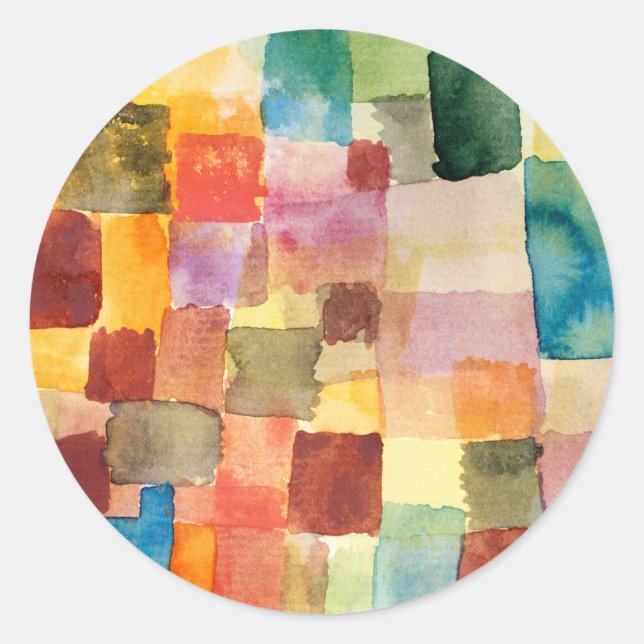 Pegatina Redonda Untitled abstract watercolor squares - Paul Klee (Anverso)