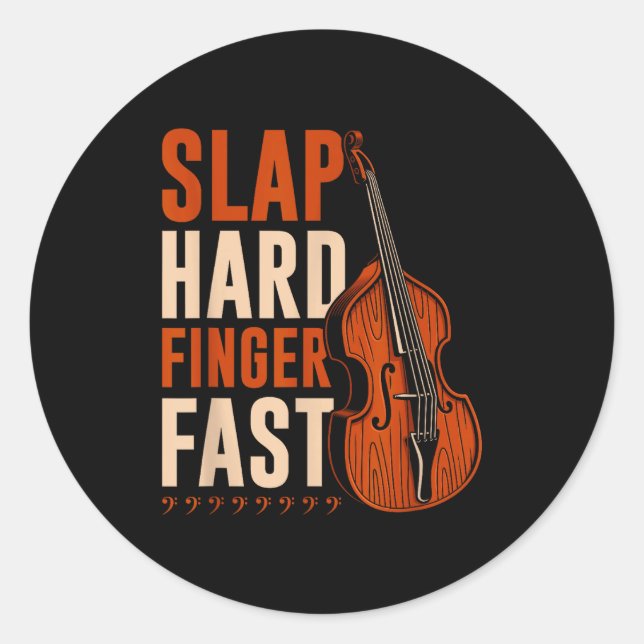Pegatina Redonda Upright B Slap Hard Finger Fast, Funny Double B Fi (Anverso)