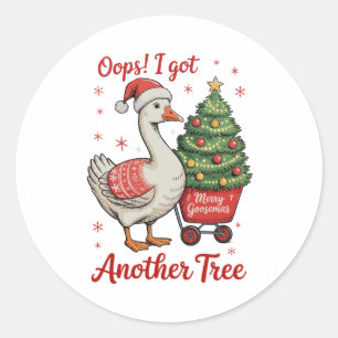 Pegatina Redonda Ups, conseguí otro ganso de árbol Navidad Xmas