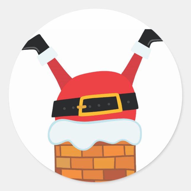 Pegatina Redonda Upside Down Santa (Anverso)