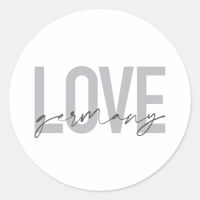 Pegatina Redonda Urbano, moderno, simple, genial diseño Love German (Anverso)