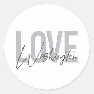 Pegatina Redonda Urbano, moderno, simple, genial diseño Love Washin