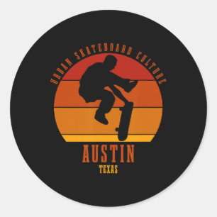 Pegatina Redonda urna de patinador de Austin Texas Patinaje en mono