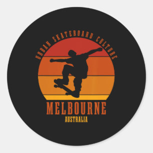 Pegatina Redonda Urnio de patinador de Melbourne Australia Patinaje