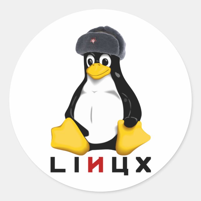 Pegatina Redonda Urss de Linux (Anverso)