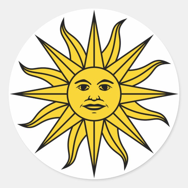 Pegatina Redonda Uruguay Sol de Mayo (Anverso)
