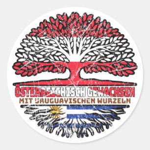 Pegatina Redonda Uruguay Uruguayisch Österreichisch Österreich Baum