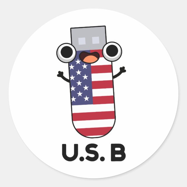 Pegatina Redonda US B graciosa US Pun (Anverso)