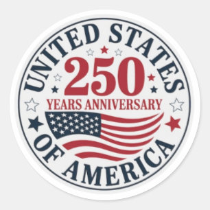 Pegatina Redonda USA 250º Aniversario Patriótico