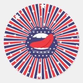 Pegatina Redonda USA 250 4th of July Patriotic Lips