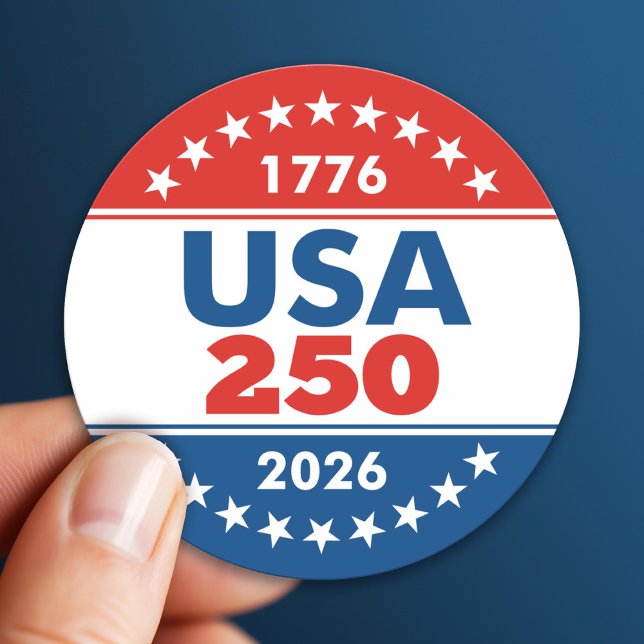 Pegatina Redonda USA 250 - America's Birthday Classic - 1776-2026 (USA 250 - America's 250th Celebration 1776-2026)