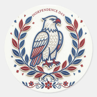 Pegatina Redonda USA 250 Años de Independencia Corona de Águila Pat