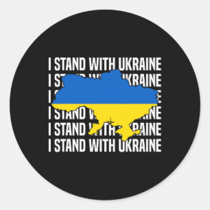 Pegatina Redonda Usa Apoya Bandera De Ucrania Amor Ucraniano Yo Apo