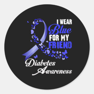 Pegatina Redonda Usa Azul Para Mi Amigo T1d Diabetes Awareness Blu