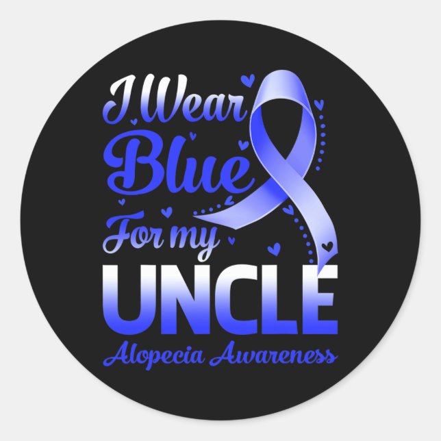 Pegatina Redonda Usa Azul Para Mi Tío Alopecia (Anverso)
