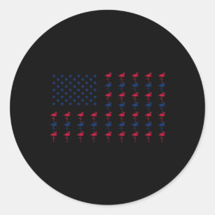 Pegatina Redonda Usa Bandera Americana Amante Flamenco 4 De Julio P