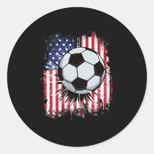 Pegatina Redonda Usa Bandera Americana Vintage Fútbol 4 De Julio Pa